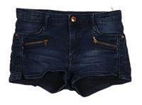 Tmavomodré riflové kraťasy se zipem H&M