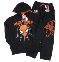 2set- černá mikina se Spidermanem a kapucí+ tepláky Marvel