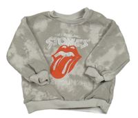 Béžovo-šedá mikina s potiskem The rolling stones