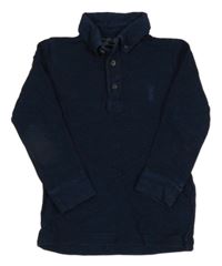 Tmavomodré melírované polo triko Next