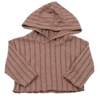 Růžovo-černé melírované úpletové triko s kapucí 