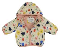 Béžová květinová šusťáková zimní bunda s kapucí M&S