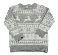 Šedo-bílý vzorovaný svetr Tu