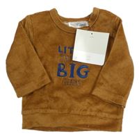 Nová- hnědá žebrovaná sametová mikina s nápisem Ergee