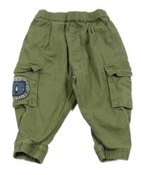 Khaki plátěné cuff kalhoty s kapsami a lvem Next