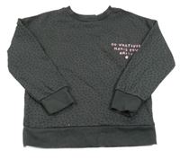 Tmavošedá vzorovaná mikina s nápisem Primark