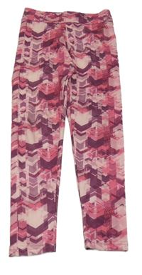 Růžovo-fialové vzorované sportovní legíny Yd.