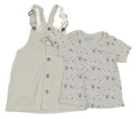 Nové - 2set- bílé laclové riflové šaty+ bílé tričko s kytičkami Denim Co.