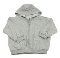 Šedá melírovaná propínací crop mikina s kapucí George