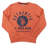Cihlová mikina s nápisy a potiskem U.S.Polo Assn.