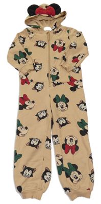Písková tepláková kombinéza s Minnie a kočkou a kapucí H&M