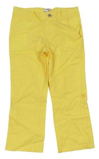 Žluté plátěné rolovací kalhoty