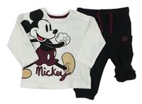 2set - Bílé triko s Mickeym a černé zateplené tepláky Disney