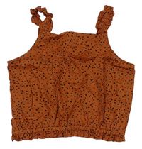 Hnědý puntíkatý crop top H&M