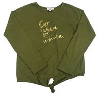 Khaki triko s nápisem Massimo Dutti