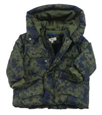 Khaki-tmavomodrá vzorovaná šusťáková zimní bunda s kapucí S. Oliver