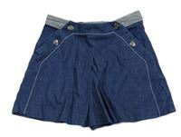 Tmavomodré riflové suknové kraťasy s cvočky 