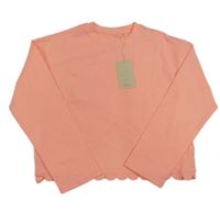 Nové - Neonově lososové crop triko 