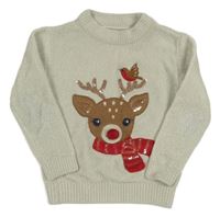 Světlešedý žinylkový svetr se sobem C&A