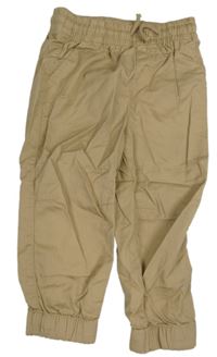 Béžové cuff plátěné kalhoty H&M