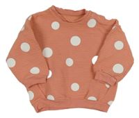 Korálová žebrovaná oversize mikina s puntíky George