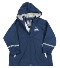 Tmavomodrá nepromokavá bunda s bagrem a kapucí Lupilu