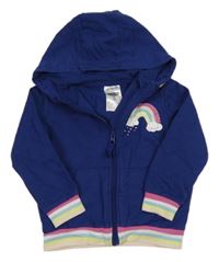 Tmavomodrá propínací mikina s duhou a kapucí Lily & Dan