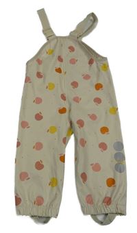 Světlebéžové nepromokavé laclové kalhoty s jablíčky Topomini