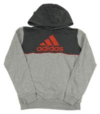 Tmavošedo-šedá mikina s kapucí Adidas