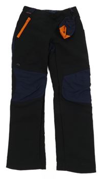 Tmavomodro-černé šusťákové outdoorové kalhoty 