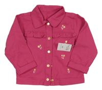 Nové - Fuchsiová riflová bunda s kytičkami Nutmeg