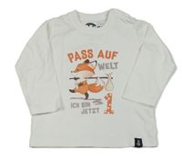 Bílé triko s liškou a nápisy 