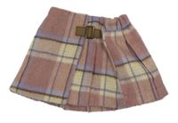 Světlerůžovo-lila-smetanová kostkovaná sukně Next