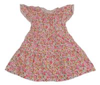 Bílo-barevné květované bavlněné šaty St. Bernard