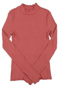 Růžové žebrované triko se stojáčkem S. Oliver