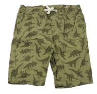 Khaki plátěné kraťasy s dinosaury H&M