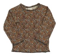 Antracitovo-hnědé květované triko H&M