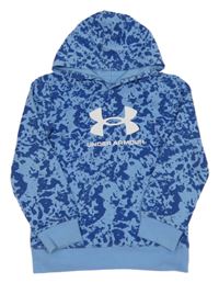 Modrá vzorovaná mikina s logem a kapucí Under Armour