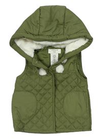 Khaki šusťáková zateplená vesta s kapucí Aspen 