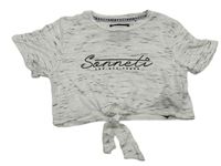 Bílo-černé melírované crop tričko s logem Sonneti