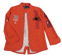 Červený bavlněný kabátek s motorkou a čísly zn. Charles