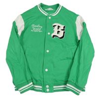 Zeleno-bílá propínací baseballová mikina s nápisem H&M