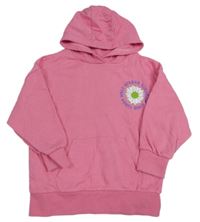 Růžová mikina s kytičkami a kapucí Matalan