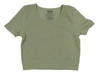 Khaki žebrované crop tičko 