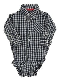 Tmavomodro-bílé kostkované košilové body Frenchie