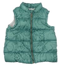 Zelená šusťáková prošívaná zateplená vesta se zvířátky Sfera 