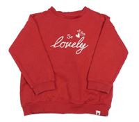 Červená mikina s nápisem a srdíčky F&F