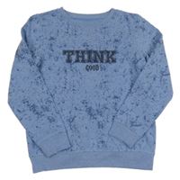 Modrá vzorovaná mikina s nápisem Alive