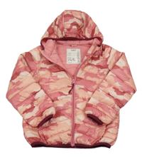 Růžová army šusťáková prošívaná zimní bunda s kapucí M&S