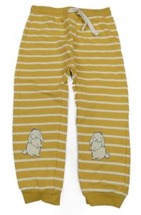 Okrovo-bílé pruhované tepláky se zajíčky M&S